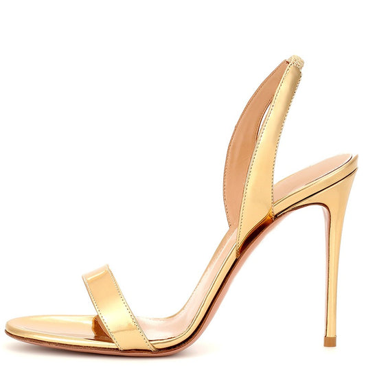 European and American women's fashionable and elegant oversized gold black open toed high heeled sandals