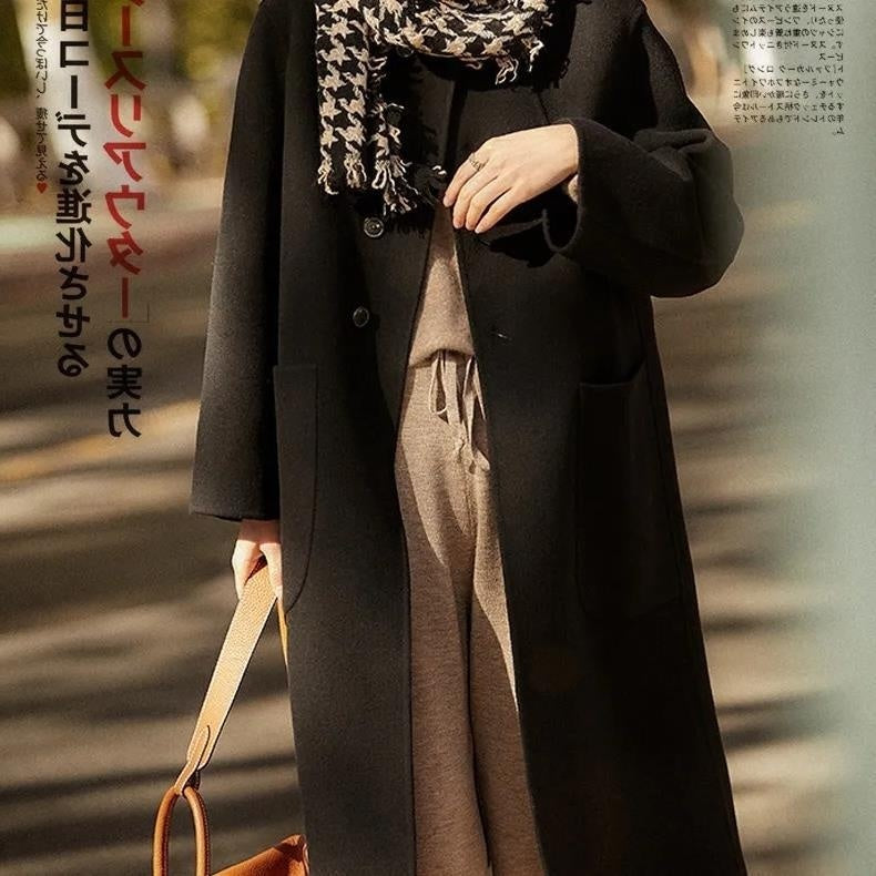 Women's Woolen Coat Plus Size Loose Mid-length