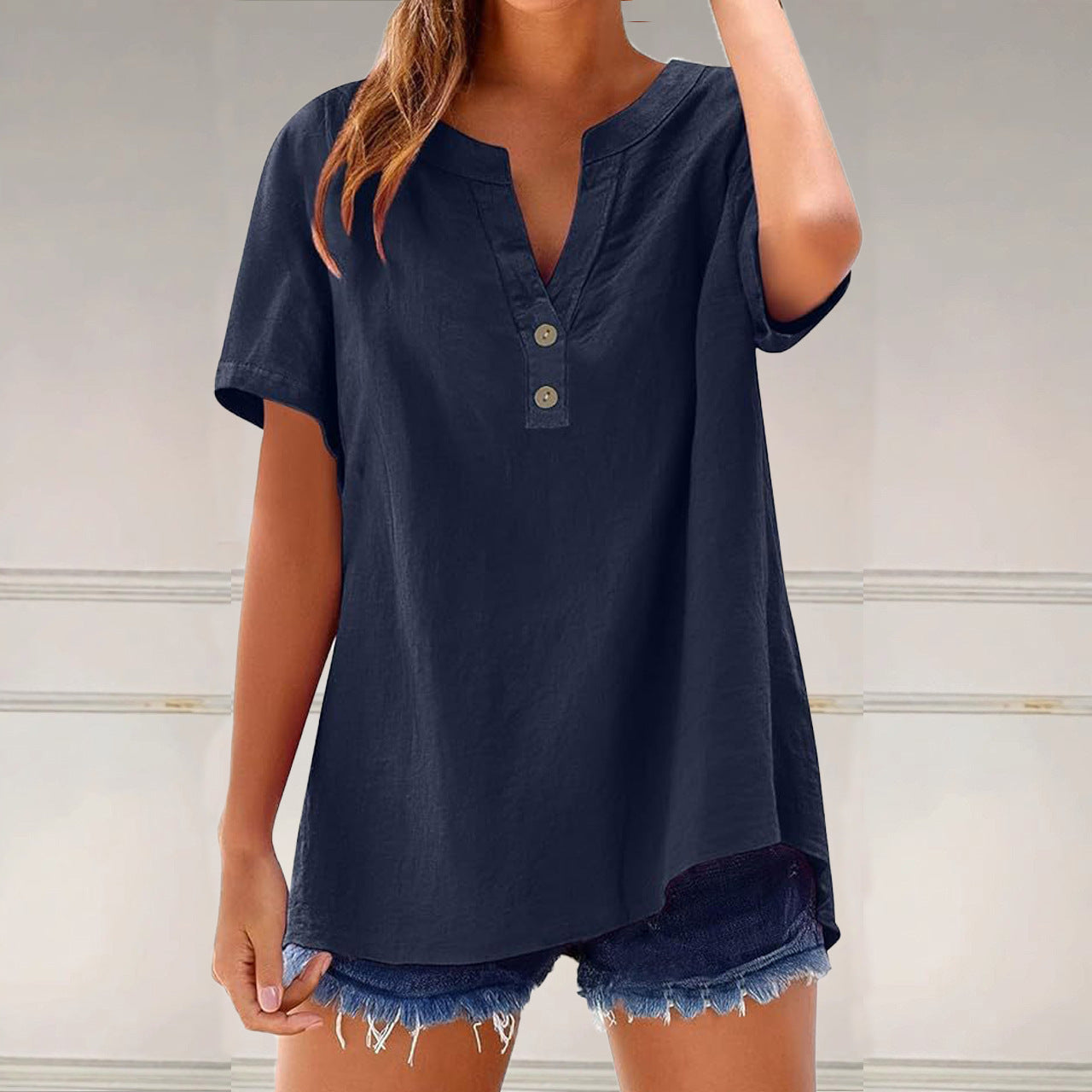Women's Fashionable Cotton And Linen All-Match Top
