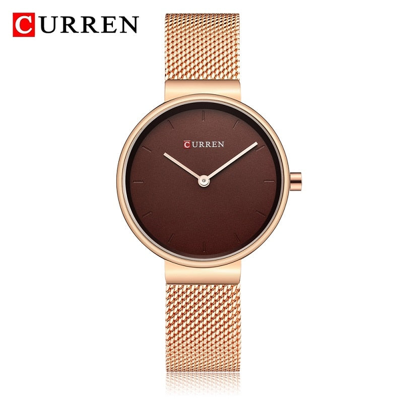 CURREN 9016 Fashion Blue Ladies Watches Mesh Stainless Steel Quartz Watch Women Luxury Simple Wristwatches Analog Lady Clock