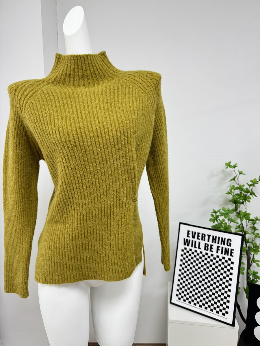 New Raglan Sleeve Half Turtleneck Knitted Sweater