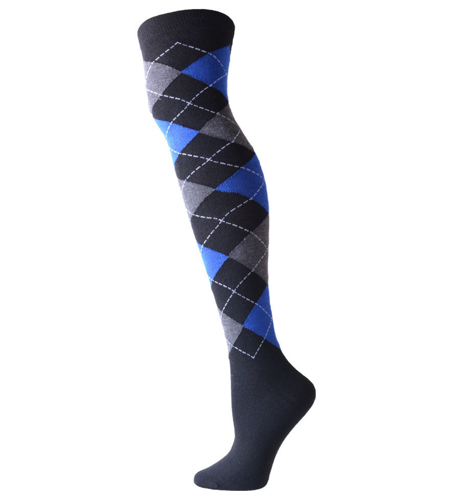 Style diamond plaid over the knee stockings