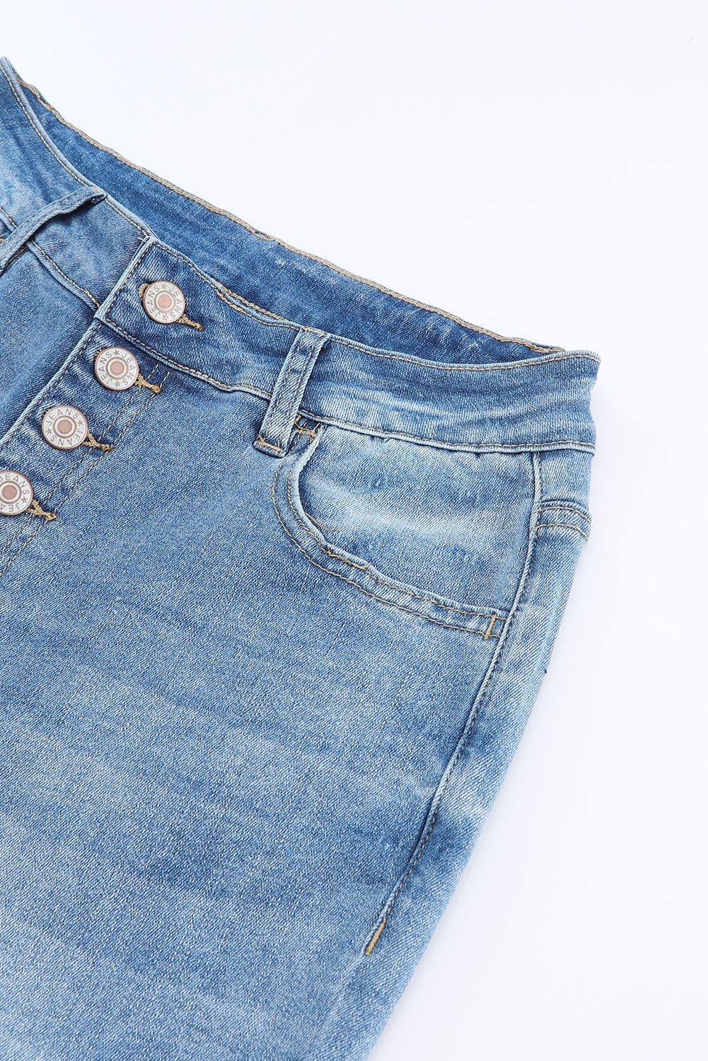 Jeans a campana a vita alta con lavaggio chiaro blu