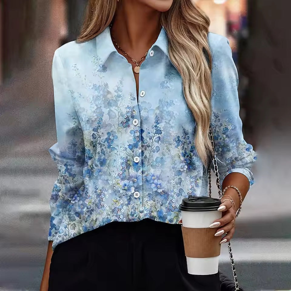 Elegant Women's Floral 3D Printed Shirt