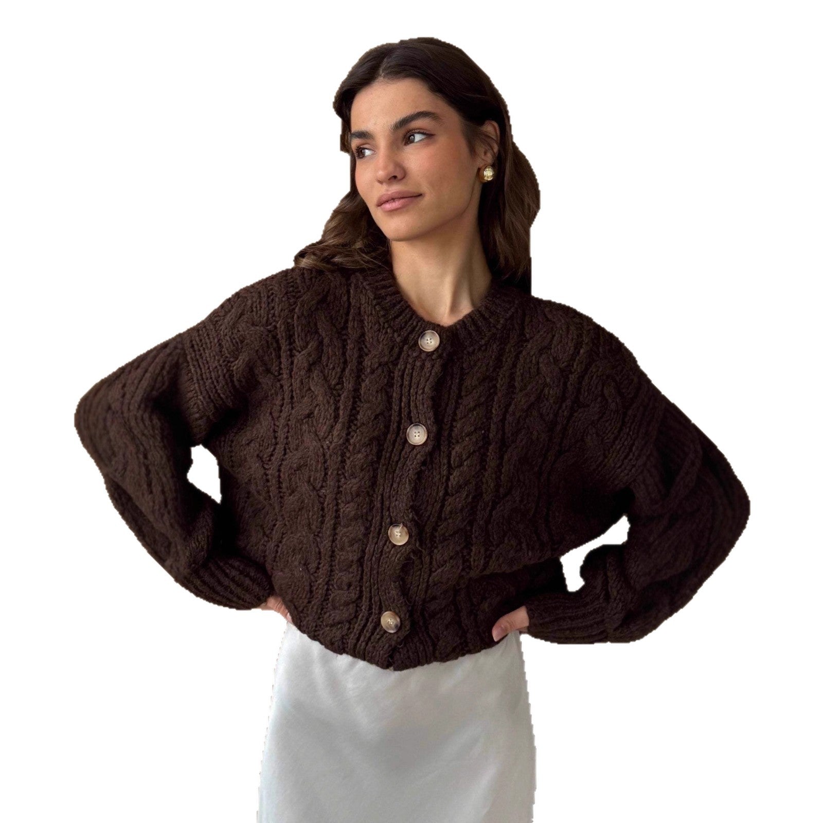 Twist Fashion Round Neck Retro Long Sleeve Sweater For Women