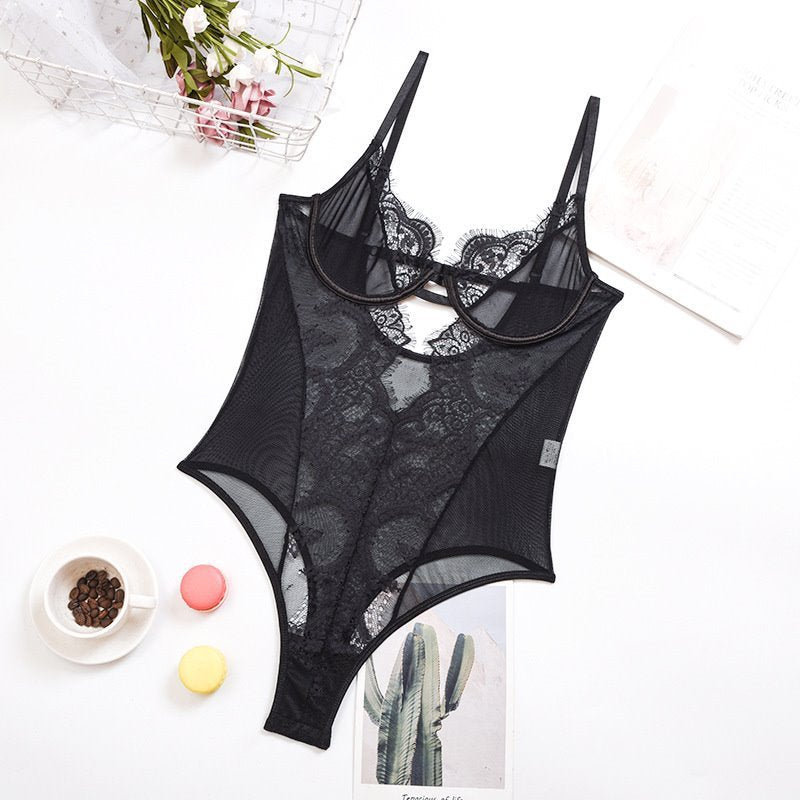 Body con fionda in rete di pizzo di pizzo lingerie