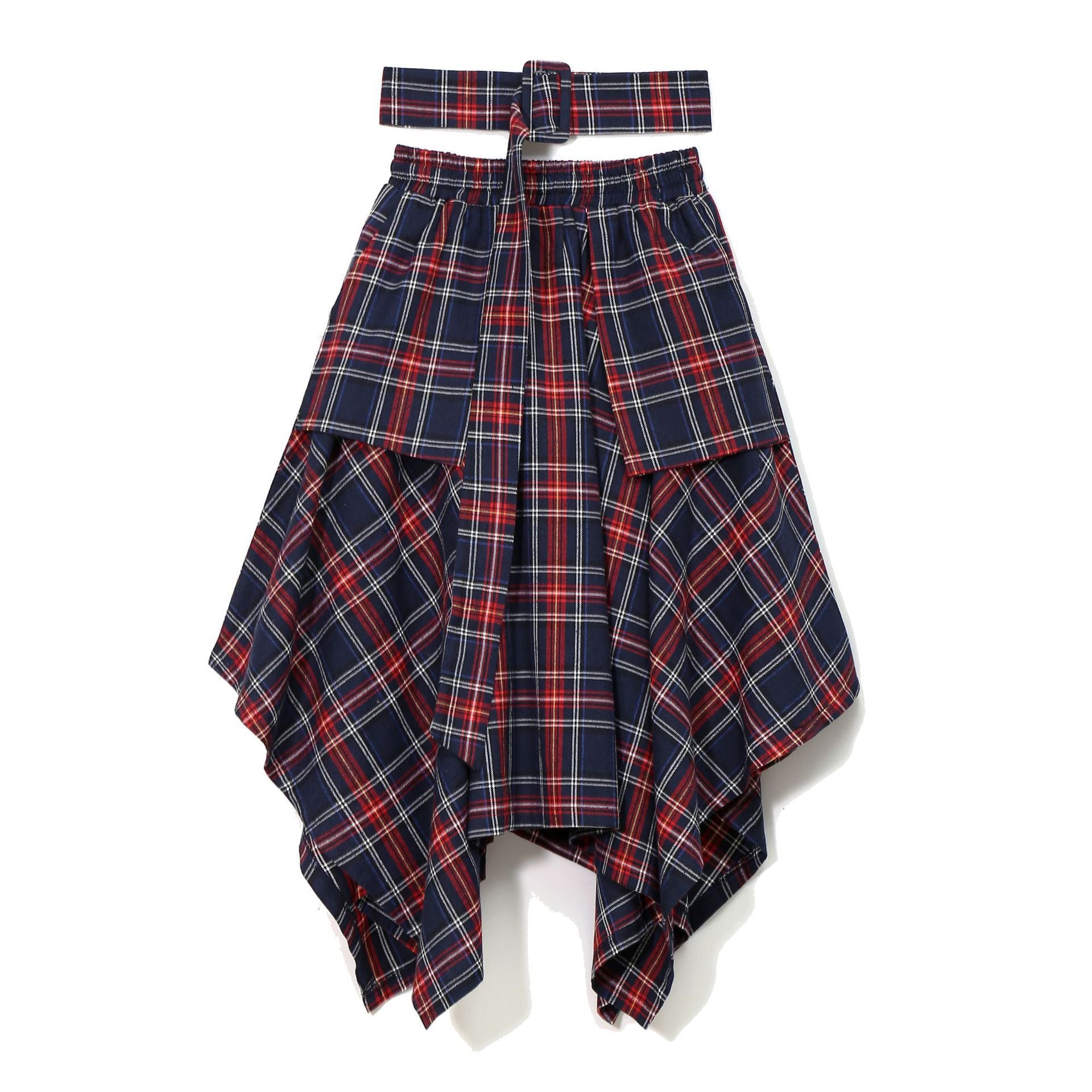 Plaid High Waist Skirt With Belt