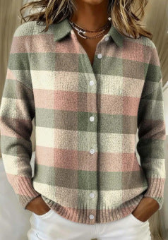 Women's Shirt Lapel Cardigan Top Solid Color