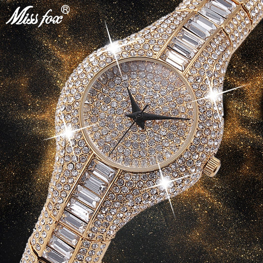 MISSFOX V196 30mm Small Womens Watch Shockproof Waterproof Luxury Ladies Ar Metal Watch bracelets Rhinestone Bu Cheap Chinese Watches