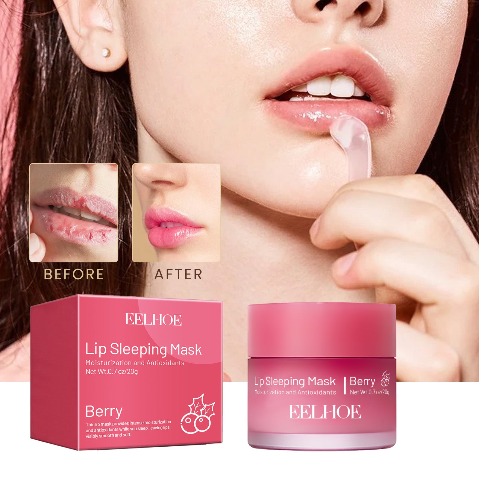 Lip Sleeping Mask, Moisturizing Gently Exfoliating Dead Skin Plump Smooth Lip Mask