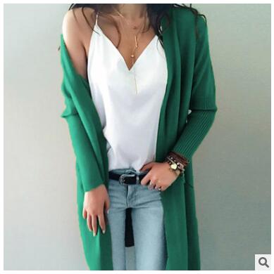 Women knitted long sleeve long sweater cardigan for female women  autumn new overcoat outwear coats