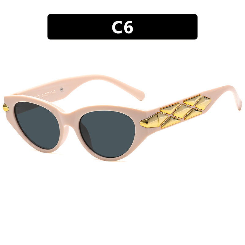 Triangle cat eye sunglasses for women, fashionable small frame sunglasses for street photography, modern retro sunglasses, high-end feel