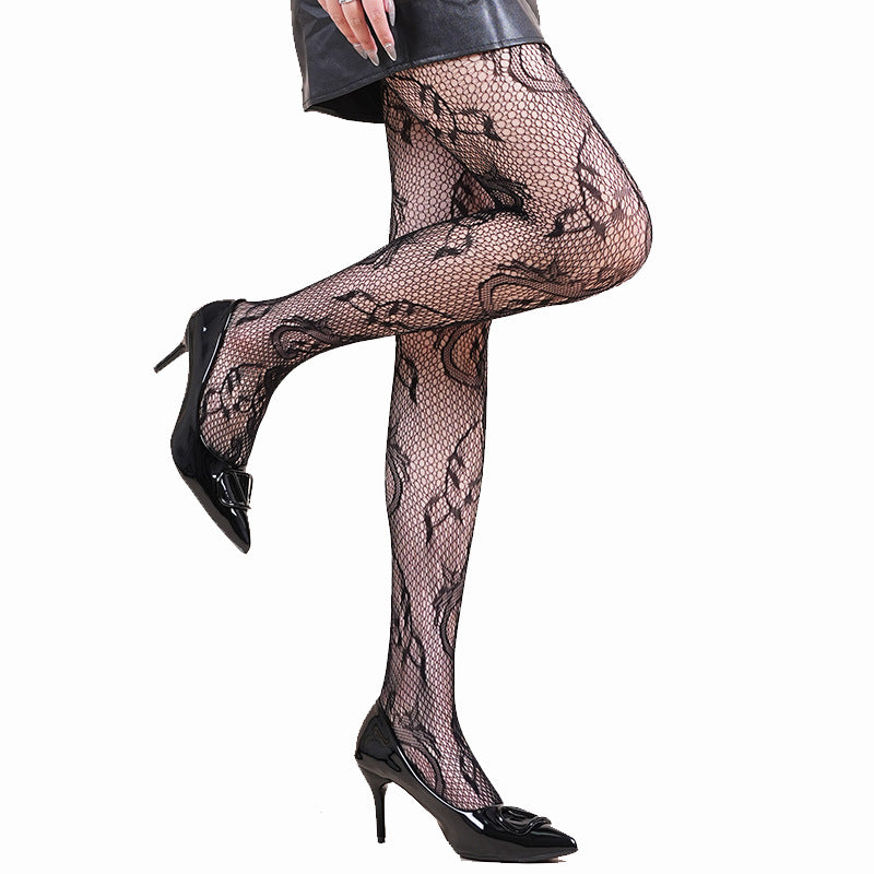Halloween Spider Web Leopard Print Fishnet Stockings Women