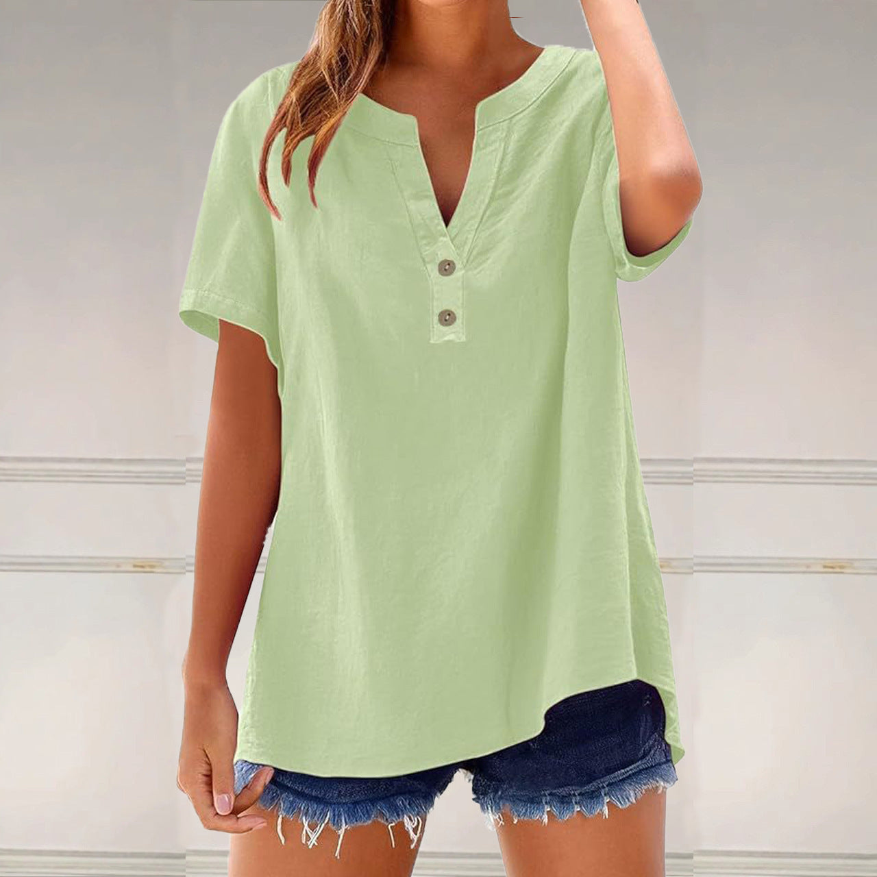 Women's Fashionable Cotton And Linen All-Match Top