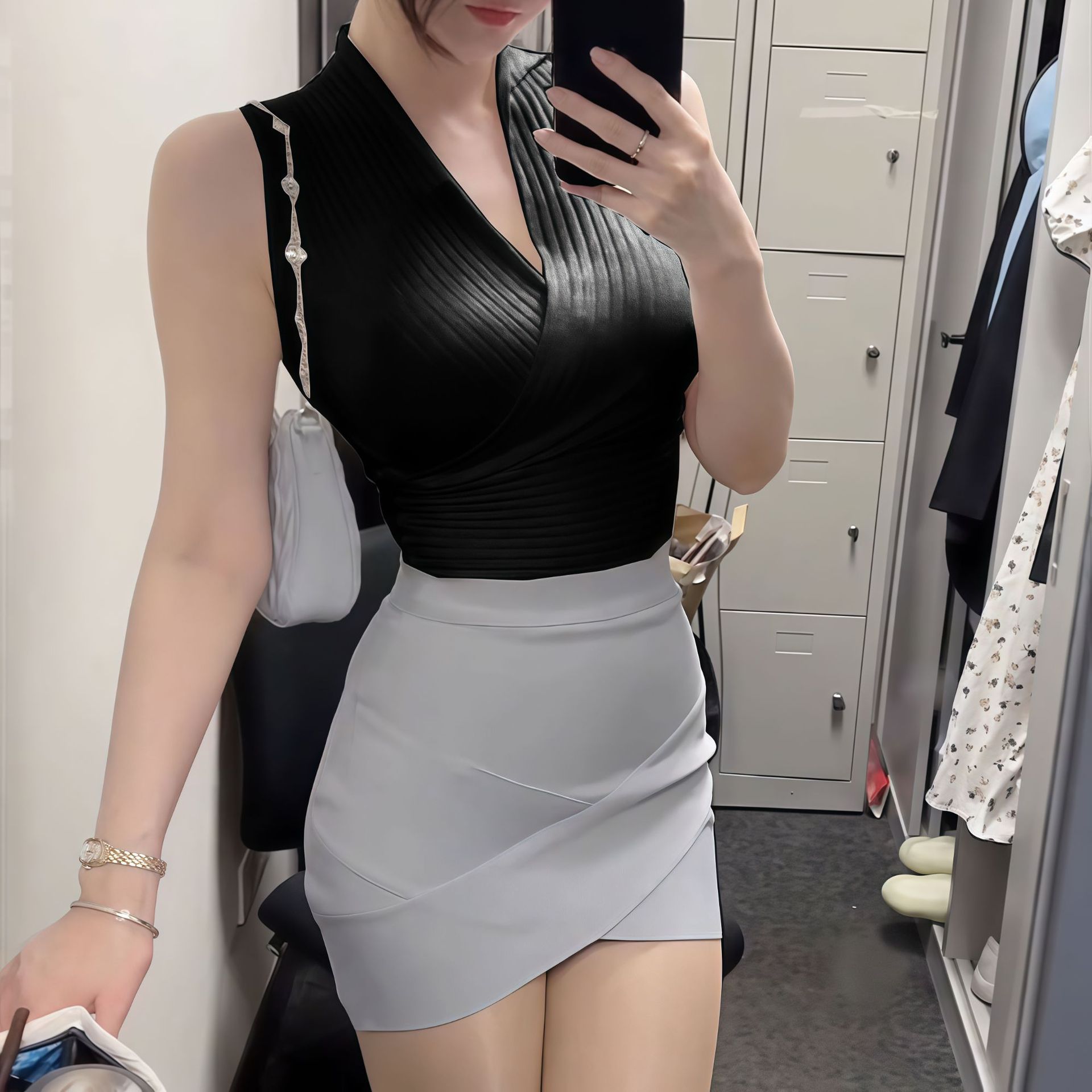 Knitte Sexy Korean-style Figure-hugging High-stretch Bandage Bodycon Skirt