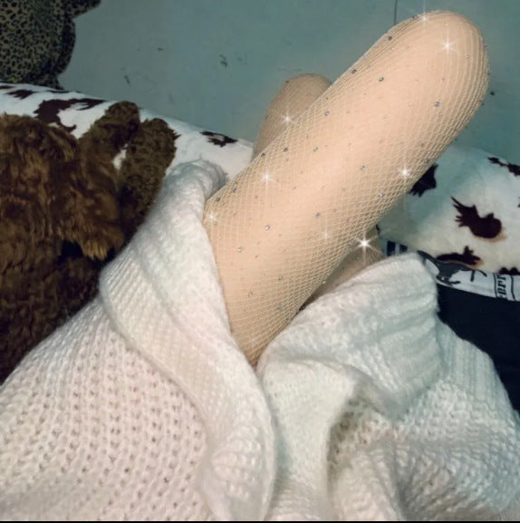 Mesh Women's Fishsocks Mesh With Diamond