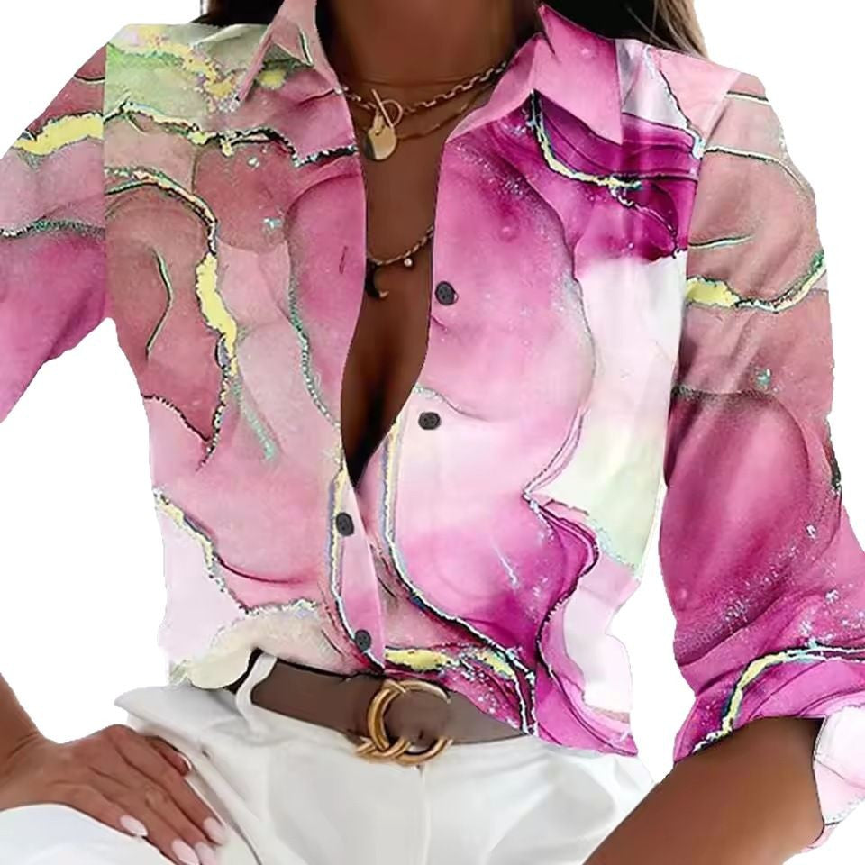 Elegant Women's Floral 3D Printed Shirt