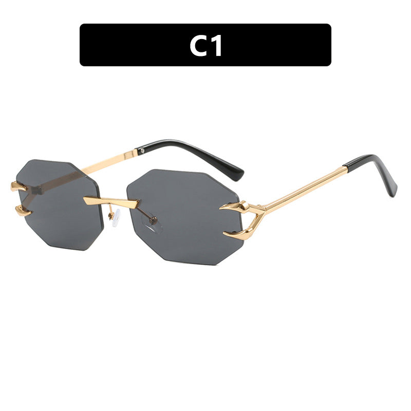 Devil Claw Sunglasses Personality Octagonal Frameless Cutting Edge Fashion Sunshade Sunglasses Concave Design