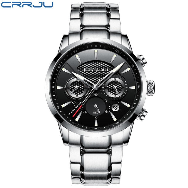 CRRJU Men Watch 30m Waterproof Mens Watches Top Brand Luxury Steel Watch Chronograph Male Clock Saat relojes hombre