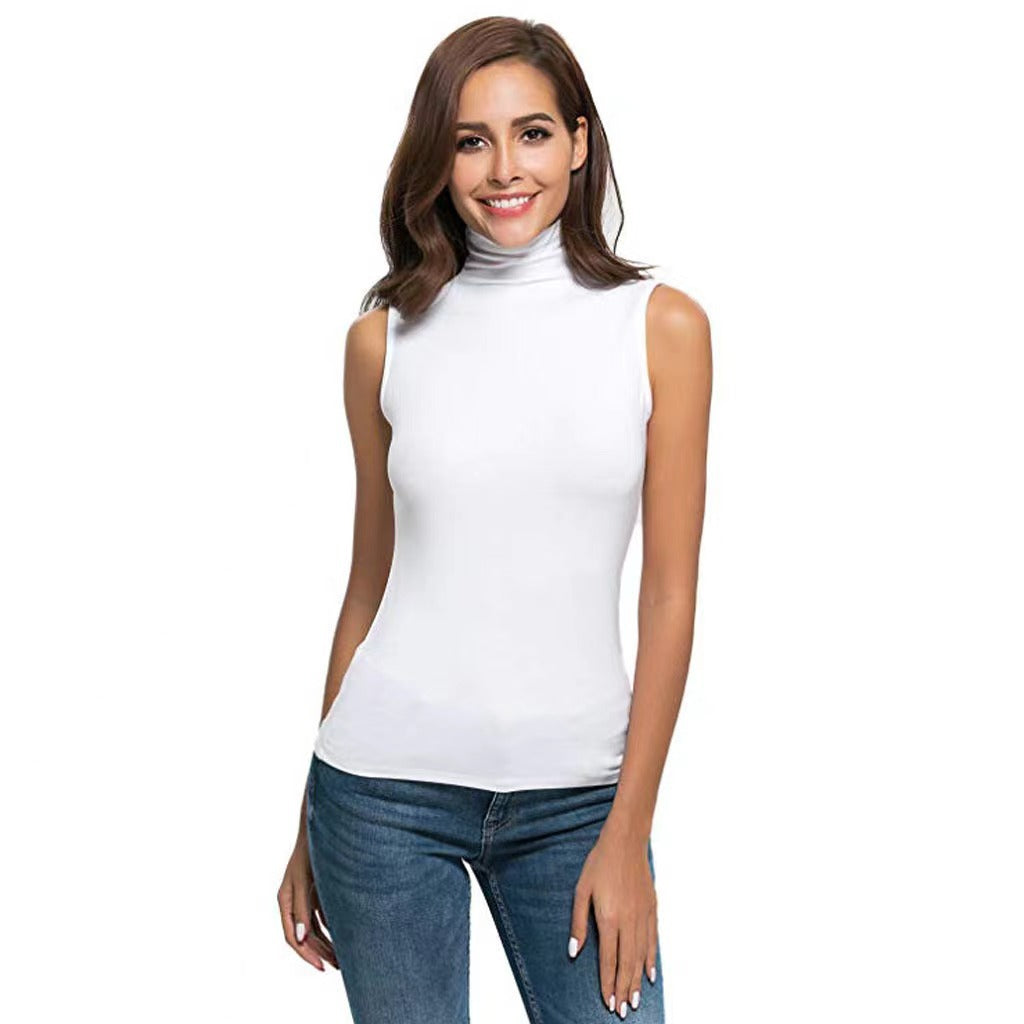 High-neck Slim-fit Sleeveless Casual Vest