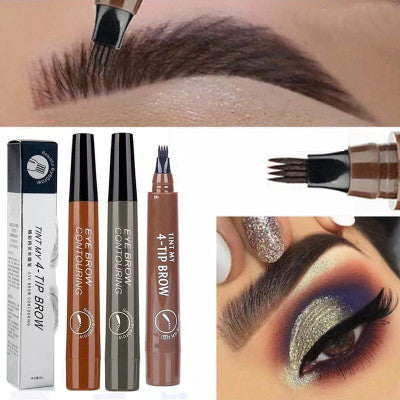 Four-Headed Bifurcated Eyebrow Pencil Simulation Wild Liquid Eyebrow Pencil Durable Waterproof Sweat-Proof And Easy To Color