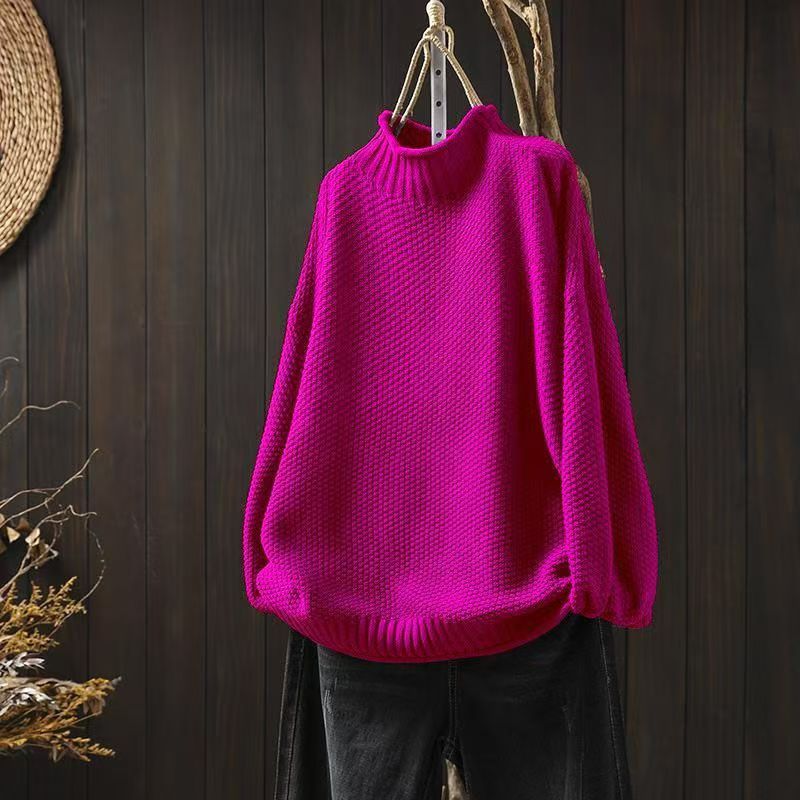 Mock Neck Sweater Women Loose Plus Size