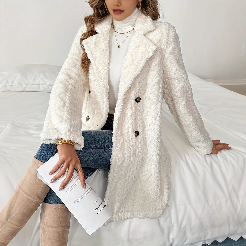 Warm Double Breasted Coat For Women