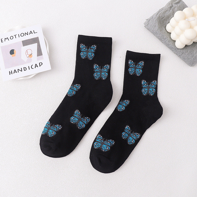 Butterfly Socks Women's Mid-calf Length Autumn And Winter