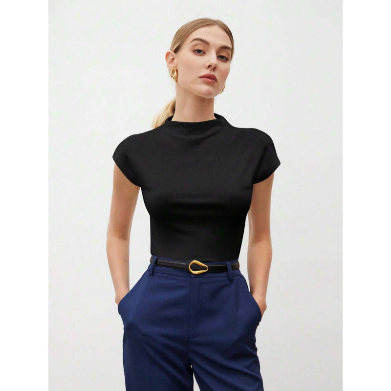 Women's Slim Fit Fashionable All-match Pure Color Tight Half Sleeve
