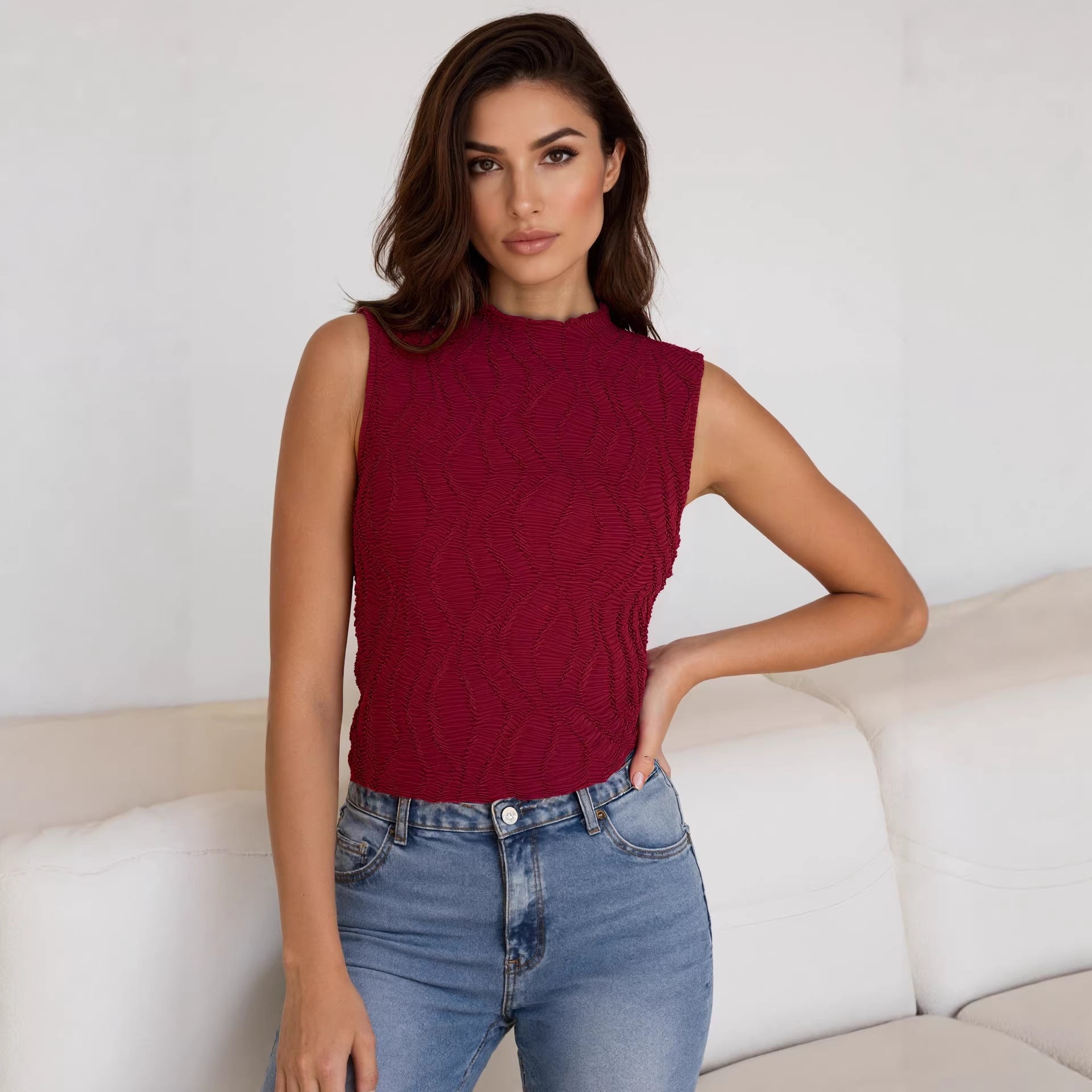 Women's Half-high-neck Textured Base Layer