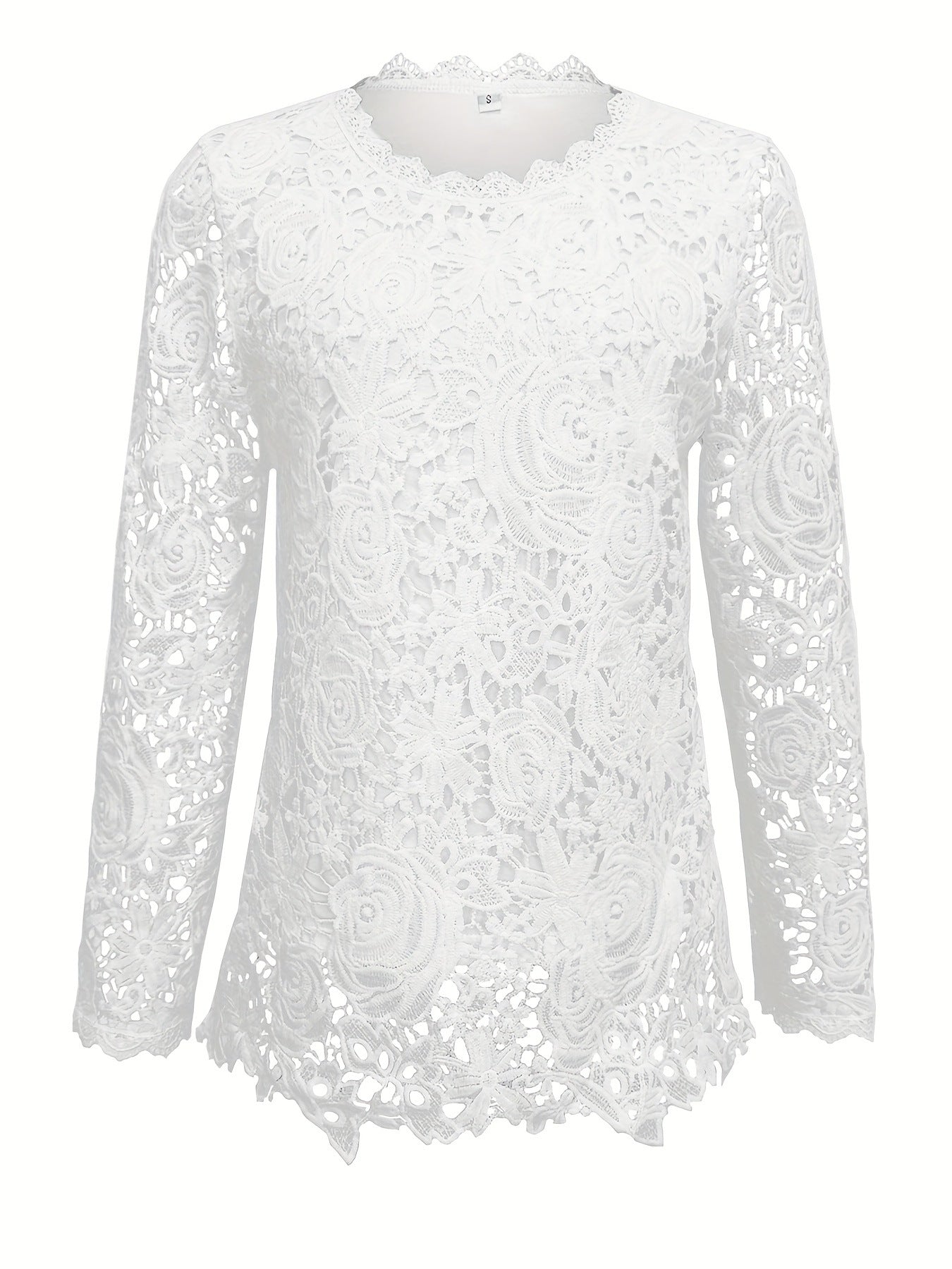 Lace Crewneck Long-sleeve Vintage Top