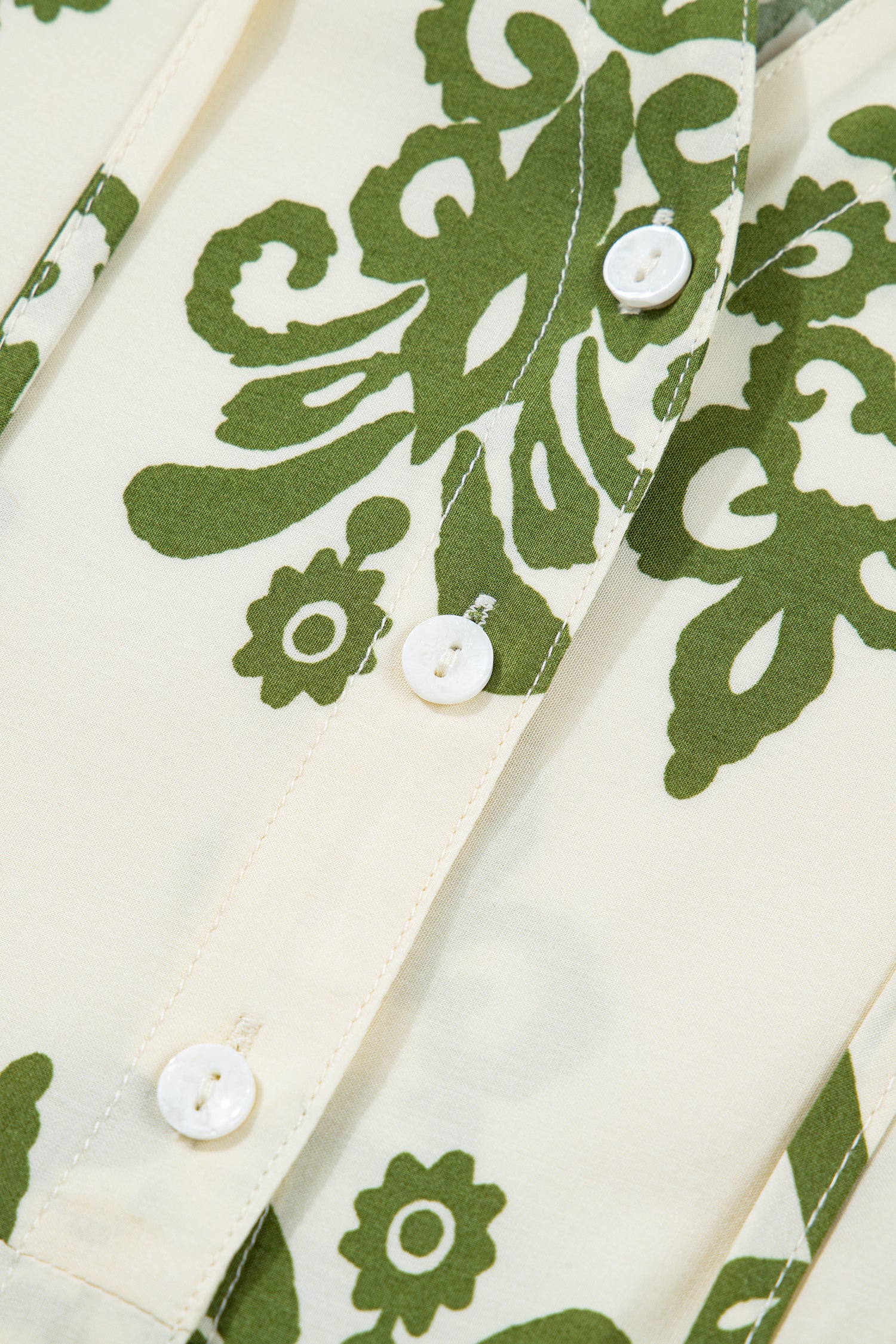 Apricot Floral Print Tie V Neck Button Down Puffy Half Sleeve Shirt