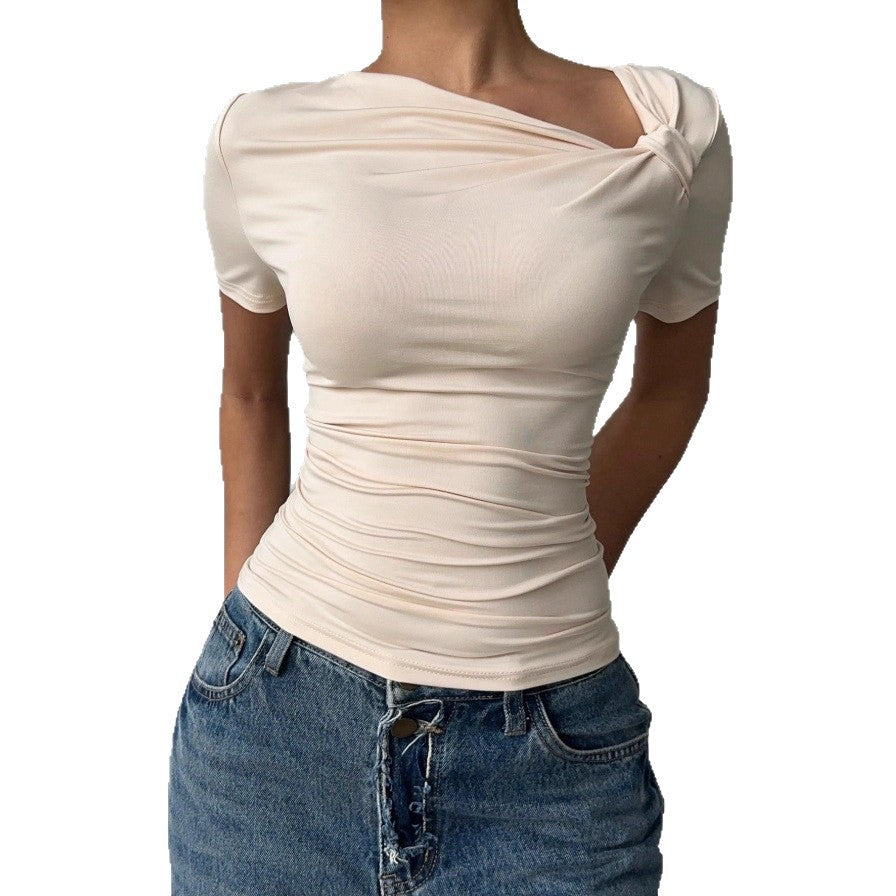 Womens Elegant High-end Off-shoulder Short-sleeve Top