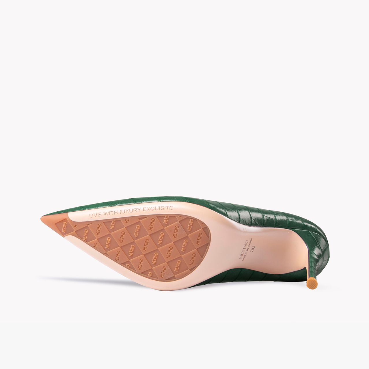 Early Autumn New Pointy High Heel Shoes Women's Thin Heel Shallow Patent Leather Single Shoes French Texture Large Green Shoes