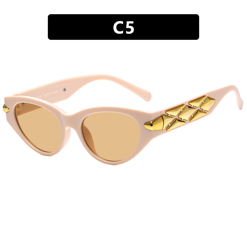 Triangle cat eye sunglasses for women, fashionable small frame sunglasses for street photography, modern retro sunglasses, high-end feel