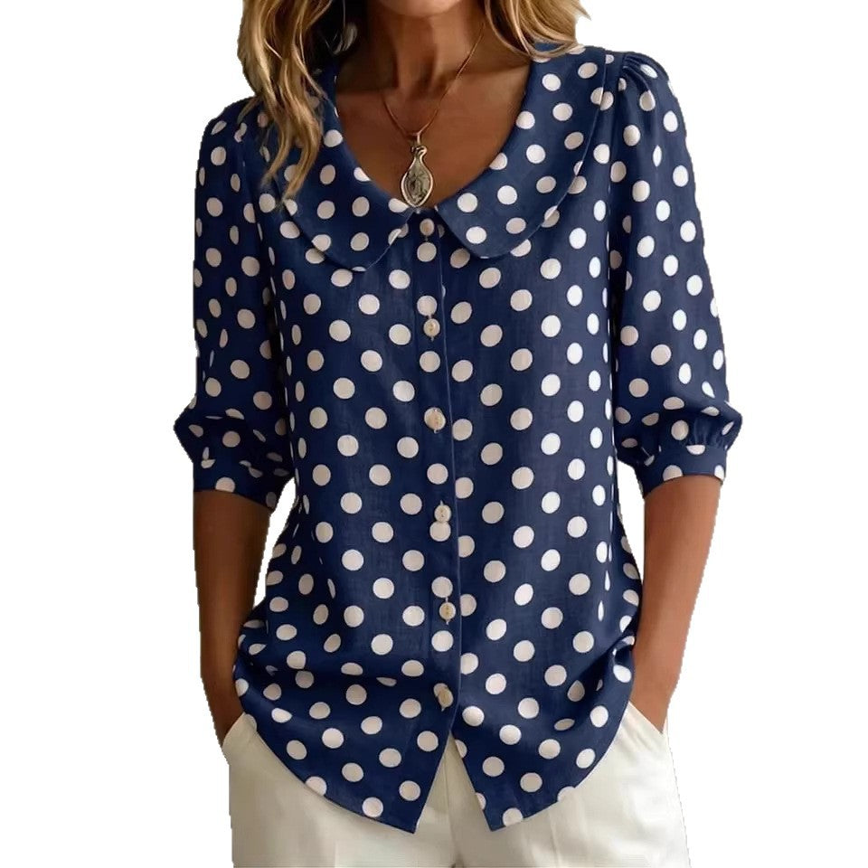 Retro Polka Dot Pattern Womens Shirt