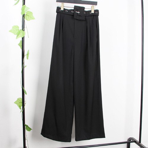 Women Long Capris Spring Sashes Wide Leg Pant Loose Casual Empire Trailing Trousers Pants Femme Khaki Black