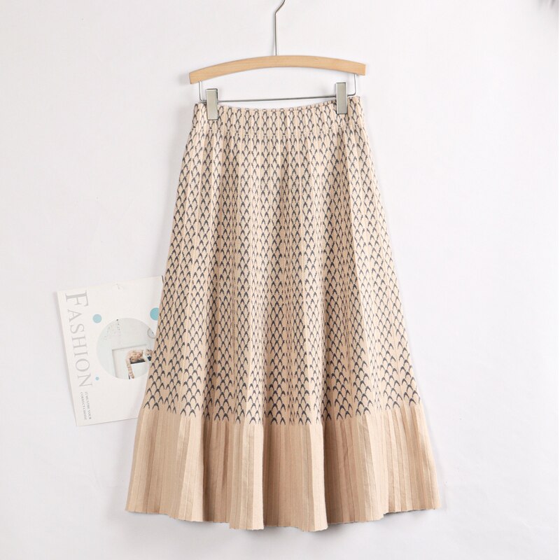 Luxury Knit A Line Women Sweater Skirt Autumn Winter Long Maxi Warm Skirt Fashion Thick Midi Lady Skirts