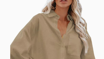 Outerwear Casual Long-sleeve Button-up Midriff-baring Chic Office Shirt