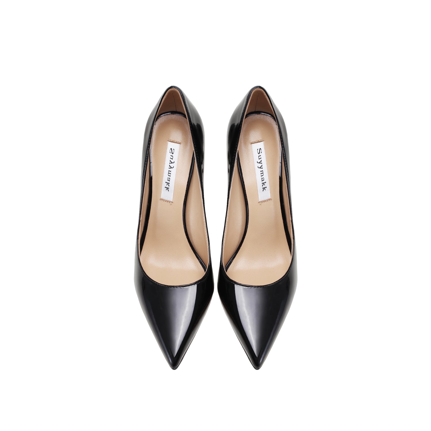 Leather Sheepskin Black High-Heeled Shoes Women's New Thin Heel Pointed Shallow Patent Leather Single Shoes Professional Work Shoes