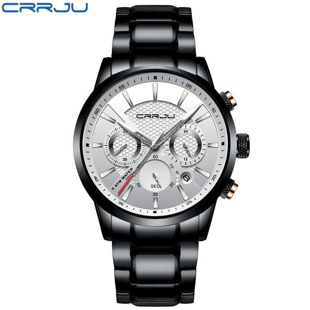 CRRJU Men Watch 30m Waterproof Mens Watches Top Brand Luxury Steel Watch Chronograph Male Clock Saat relojes hombre