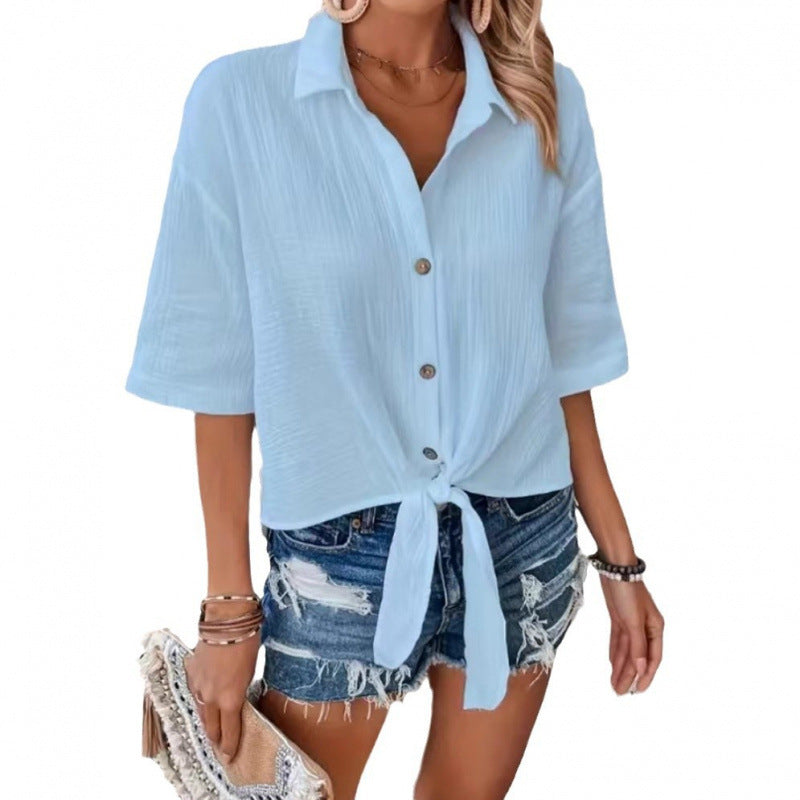 Women's Solid-Color Casual Shirts From Europe And America