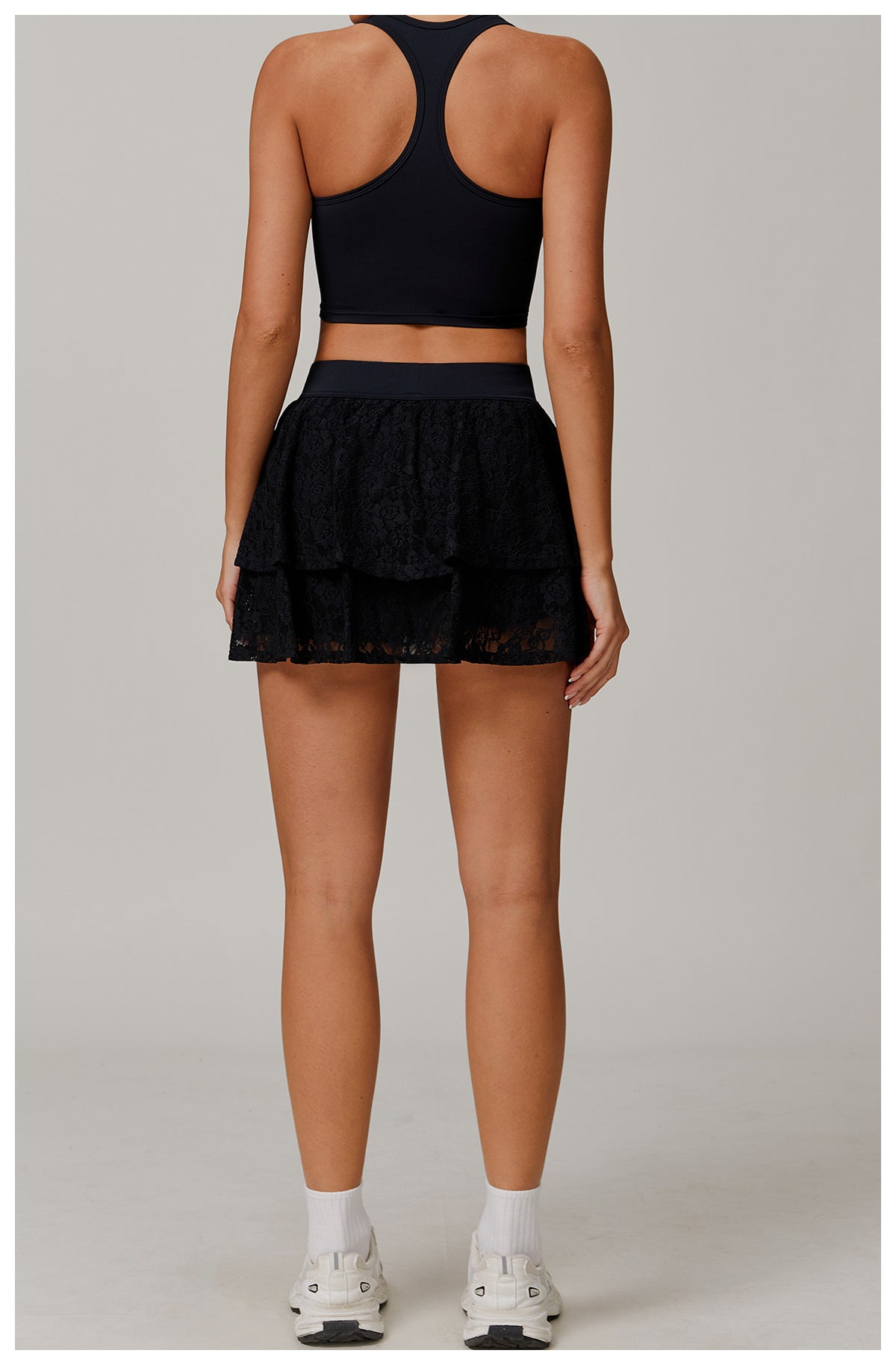 Lace Nude Feel Yoga Skirts Mesh Breathable Exercise Skirt