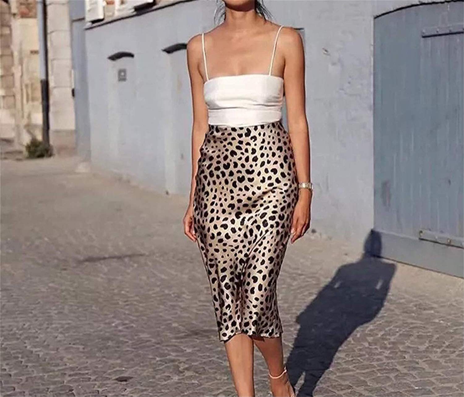 Women's Leopard Print Printed Dress High Waist Invisible Zipper Skirt