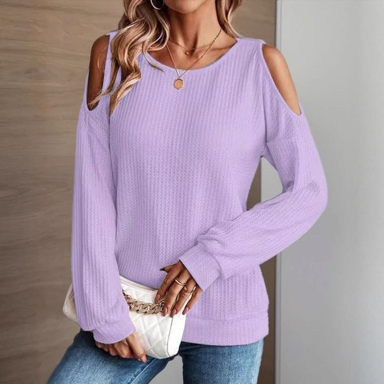 Autumn And Winter New Off-shoulder Casual Long-sleeve T-shirt Women's Casual Wear