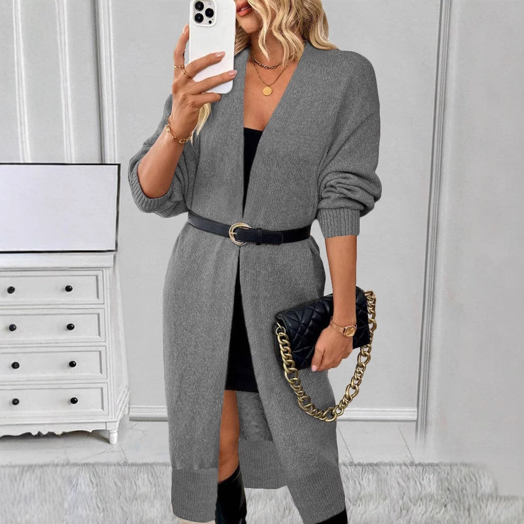 Long Knitted Sweater Cardigan Outer Coat For Women
