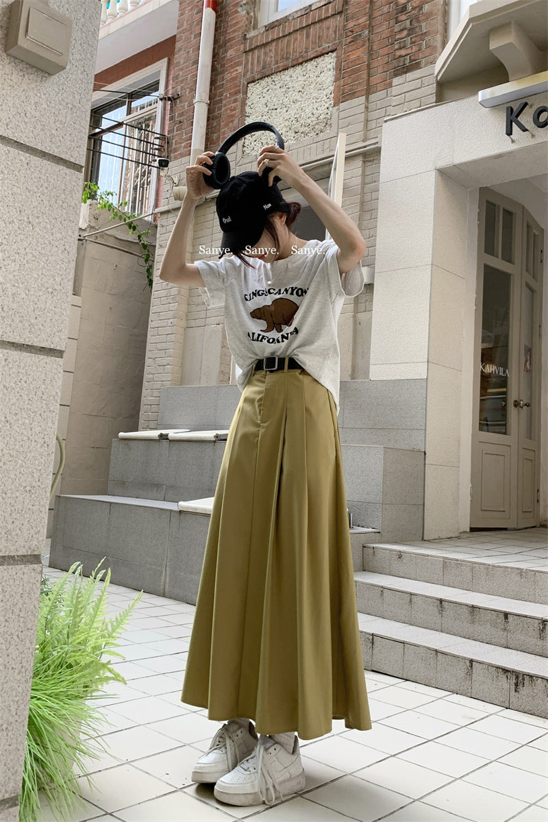 Slimming Temperament Mid-length Large Swing Skirt