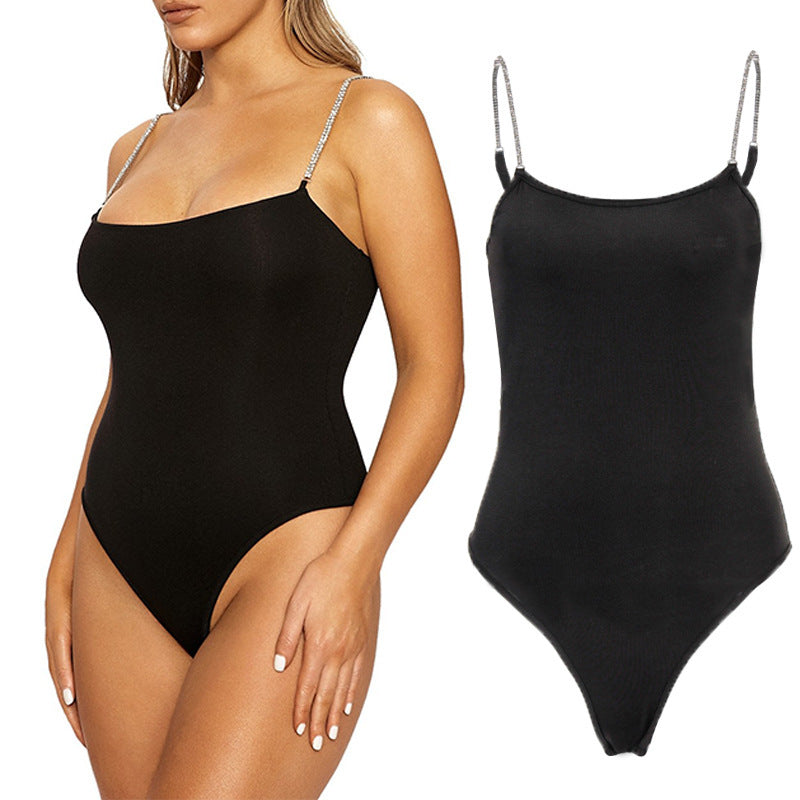 Diamond Chain Sling Sexy Tight-fitting Halter Bodysuit