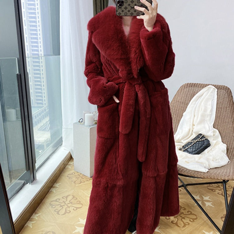 Imitation fur coat women's mid length coat