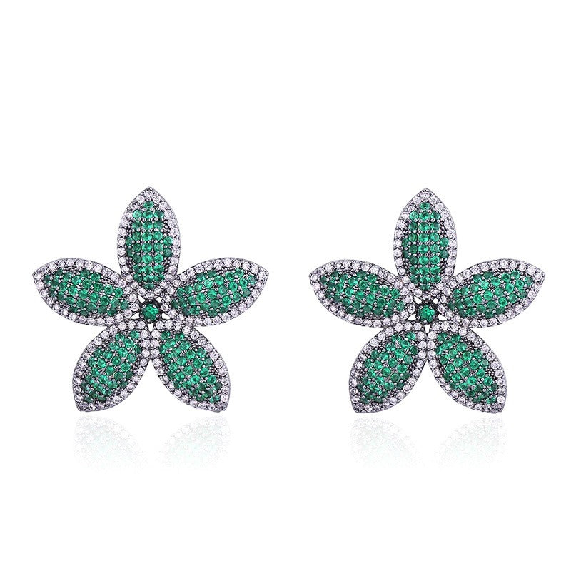 European and American fashion internet celebrity big leaf zircon ear jewelry wholesale